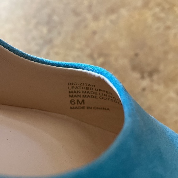 INC International Concepts aqua blue suede leather pointy toe heels - Picture 4 of 9